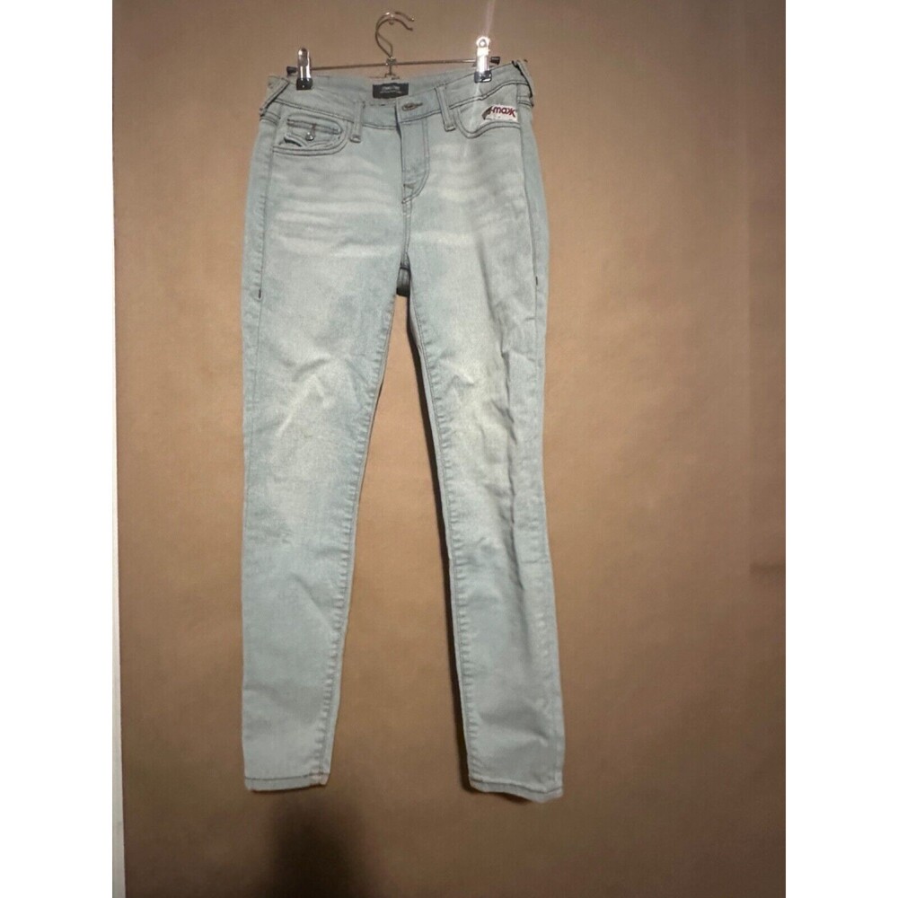 True Religion Women's Jennie Curvy Skinny Fit Stretch Jeans in Minty Indigo 27